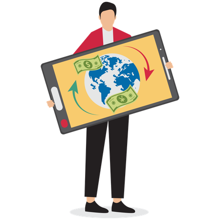 Businessman showing global online payment  Illustration