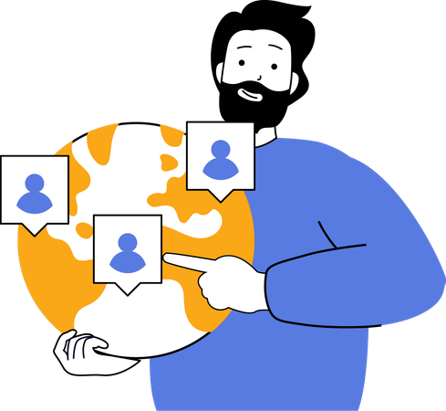 Businessman showing global users  Illustration