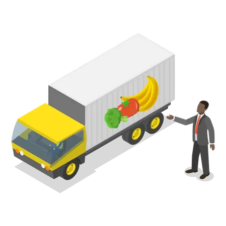 Businessman showing Grocery Food Delivery  Illustration
