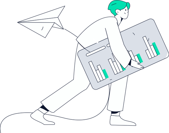 Businessman showing growth graph  Illustration