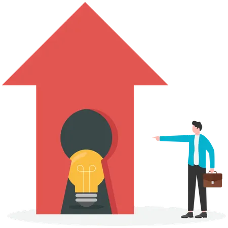 Businessman showing growth idea  Illustration