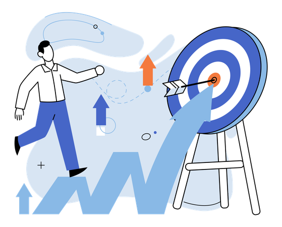 Businessman showing growth target  Illustration