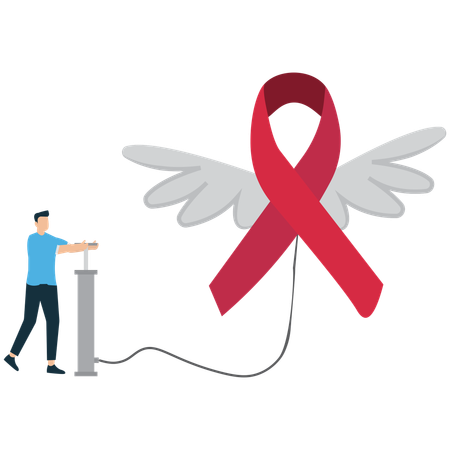 Businessman showing health awareness ribbon  Illustration