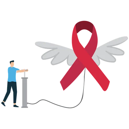 Businessman showing health awareness ribbon  Illustration
