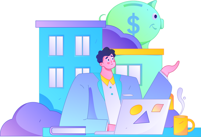 Businessman showing home loan  Illustration