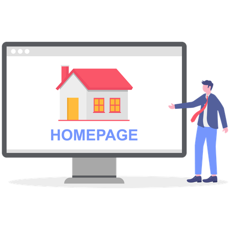 Businessman showing homepage of website  Illustration