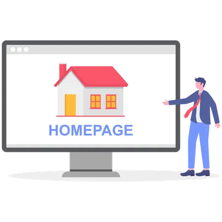 Businessman showing homepage of website  Illustration