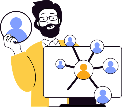 Businessman showing how to target users for marketing  Illustration