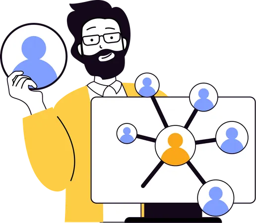 Businessman showing how to target users for marketing  Illustration