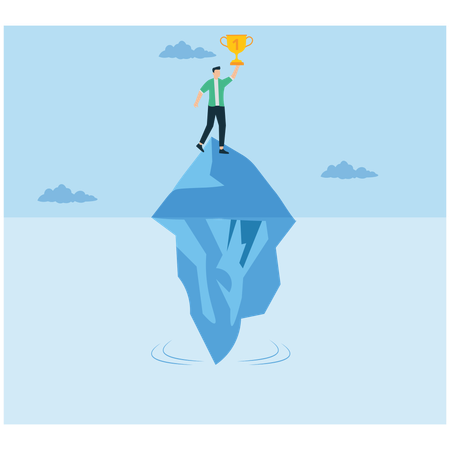 Businessman showing iceberg Illusion of Success  Illustration