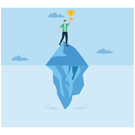 Businessman showing iceberg Illusion of Success  Illustration