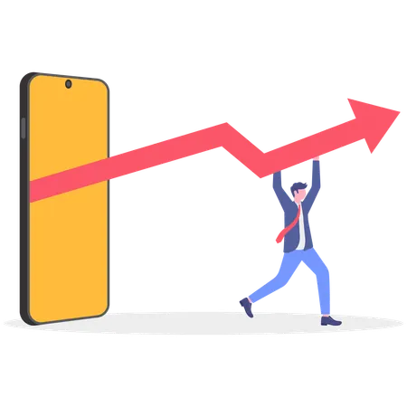 Businessman showing increase arrow  Illustration