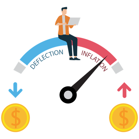 Businessman showing Inflation deflation gauge  Illustration