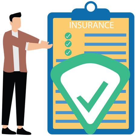 Businessman showing insurance policies  Illustration