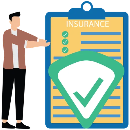 Businessman showing insurance policies  Illustration