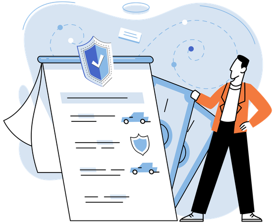 Businessman showing insurance policy  Illustration
