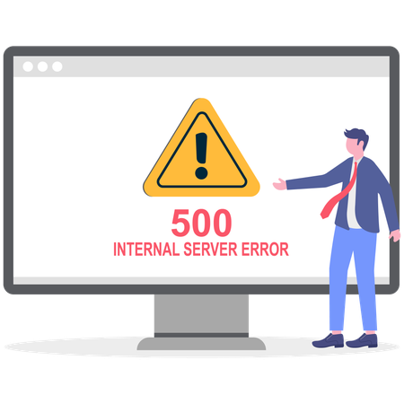 Businessman showing Internal server error  Illustration