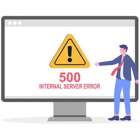 Businessman showing Internal server error  Illustration