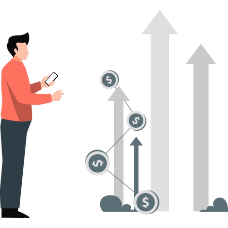 Businessman showing investment arrows  Illustration