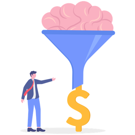 Businessman showing knowledge filter  Illustration