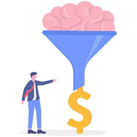 Businessman showing knowledge filter  Illustration