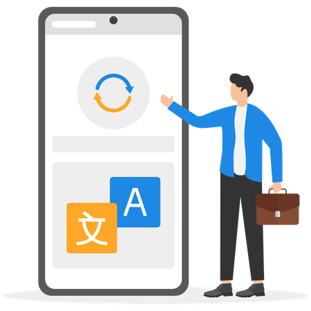 Businessman showing language translator  Illustration
