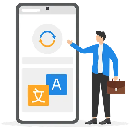 Businessman showing language translator  Illustration
