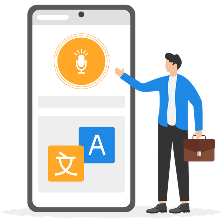 Businessman showing Language translator  Illustration