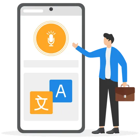 Businessman showing Language translator  Illustration