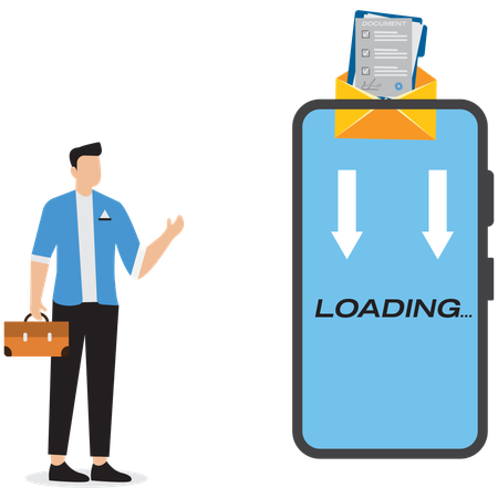 Businessman showing loading mail on mobile  Illustration