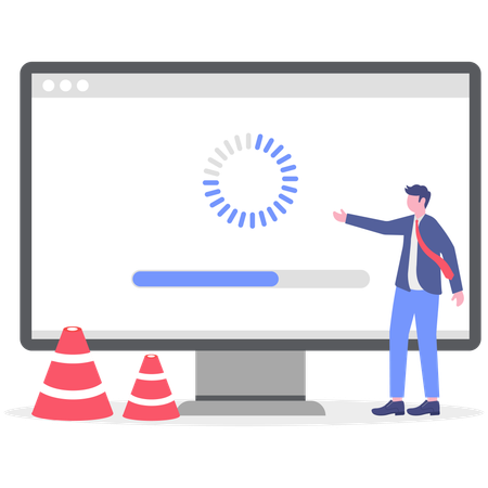 Businessman showing loading process in computer  Illustration