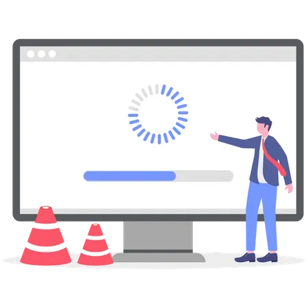 Businessman showing loading process in computer  Illustration