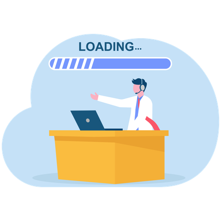 Businessman showing loading screen  Illustration