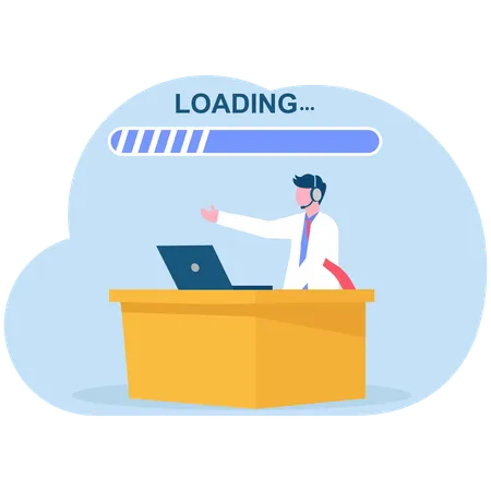 Businessman showing loading screen  Illustration