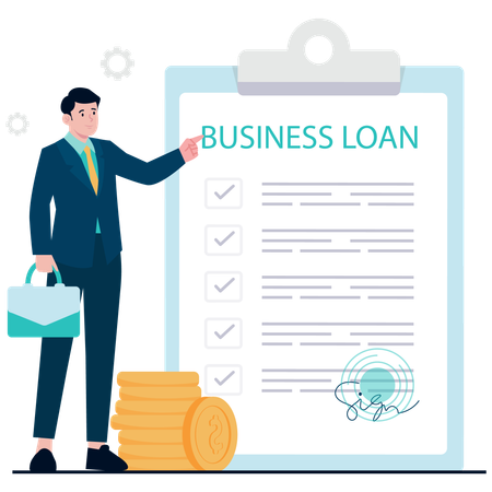 Businessman showing Loan Agreement  Illustration