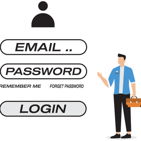 Businessman showing login account  Illustration