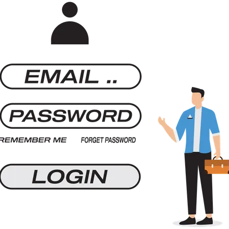 Businessman showing login account  Illustration