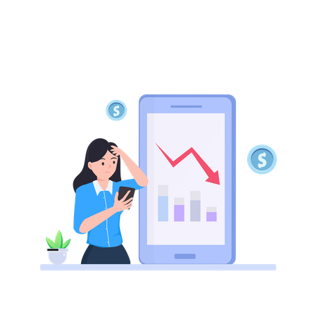 Businessman showing loss graph  Illustration