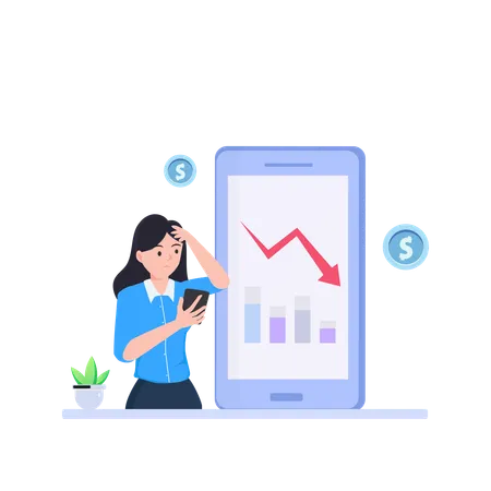 Businessman showing loss graph  Illustration