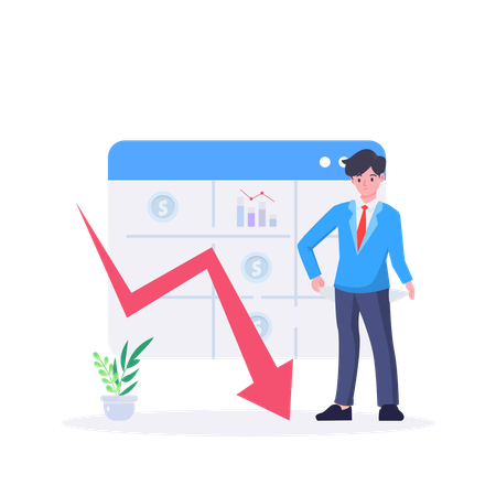 Businessman showing loss graph  Illustration