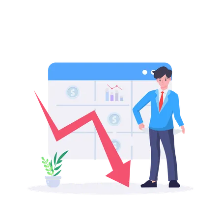 Businessman showing loss graph  Illustration