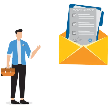 Businessman showing mail document  Illustration