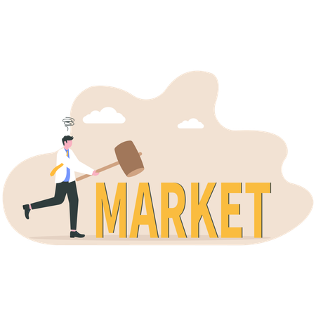 Businessman showing market trends  Illustration