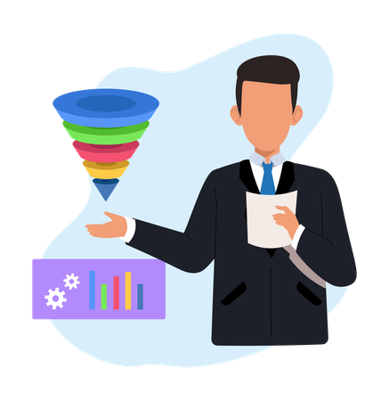 Businessman Showing Marketing Growth  Illustration