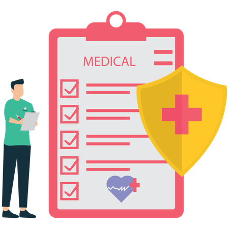 Businessman showing Medical Records and Patient Care  Illustration
