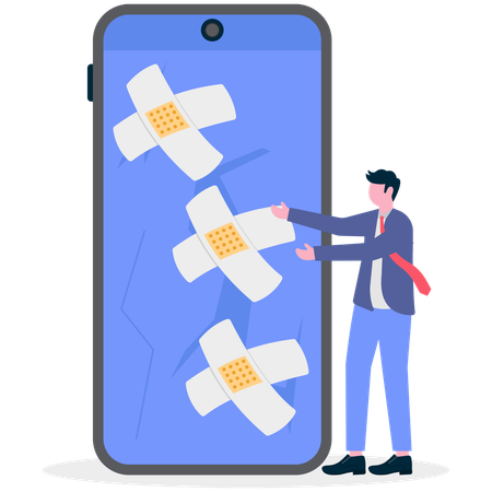 Businessman showing mobile bandage  Illustration
