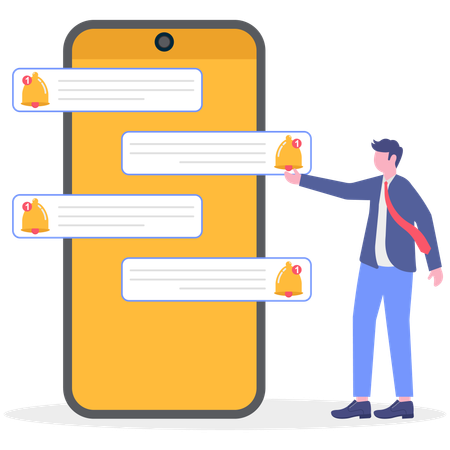 Businessman showing mobile message notification  Illustration
