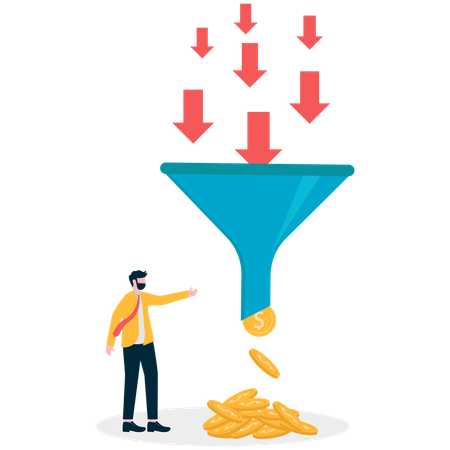 Businessman showing money filter  Illustration
