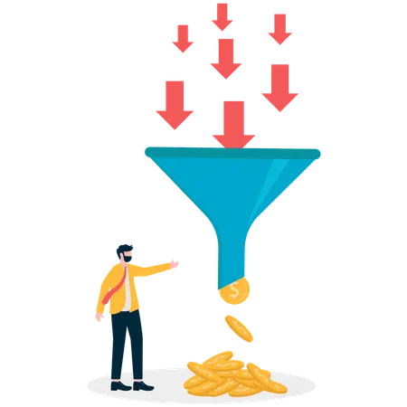 Businessman showing money filter  Illustration