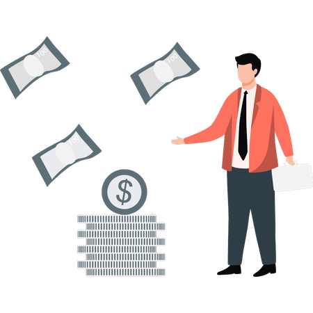 Businessman showing money  Illustration